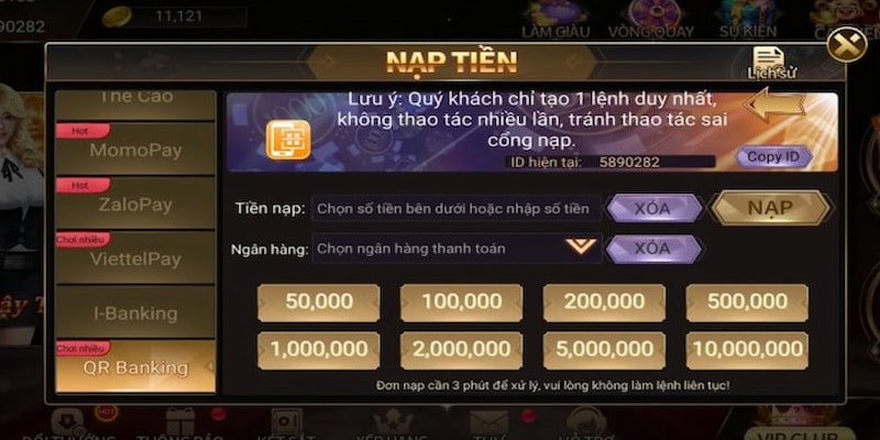 Các bước nạp tiền vào tài khoản tại TWIN68